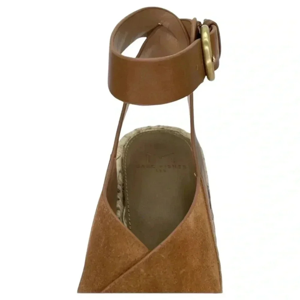 Marc Fisher LTD Abacia Tan Leather Espadrille Womens Platform Sandals 9M - Picture 11 of 15